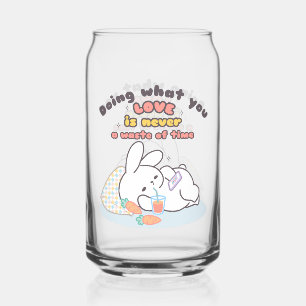 Cherish Your Passions - A Cozy Bunny's Reminder Can Glass