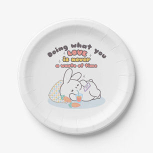 Cherish Your Passions - A Cozy Bunny's Reminder Paper Plate