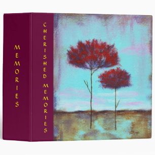 Cherished, Abstract Art Landscape Red Trees Binder