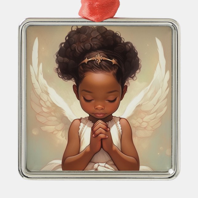 Cherished Black Angel Spirit Metal Ornament (Front)