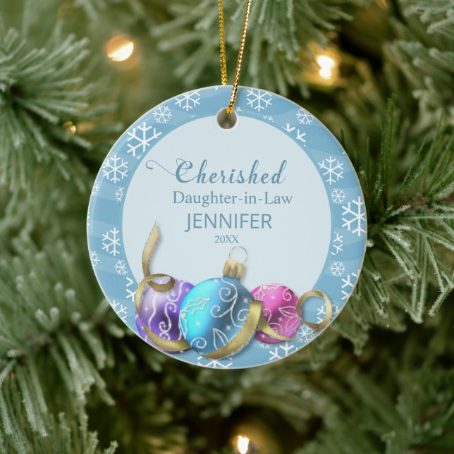  Cherished Daughter In law Christmas Ceramic Ornament (Tree)