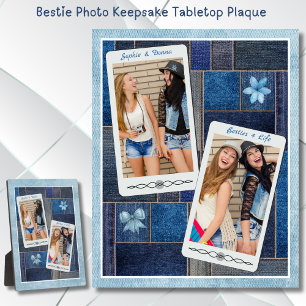 Cherished Friendship Bestie Keepsake Plaque Denim