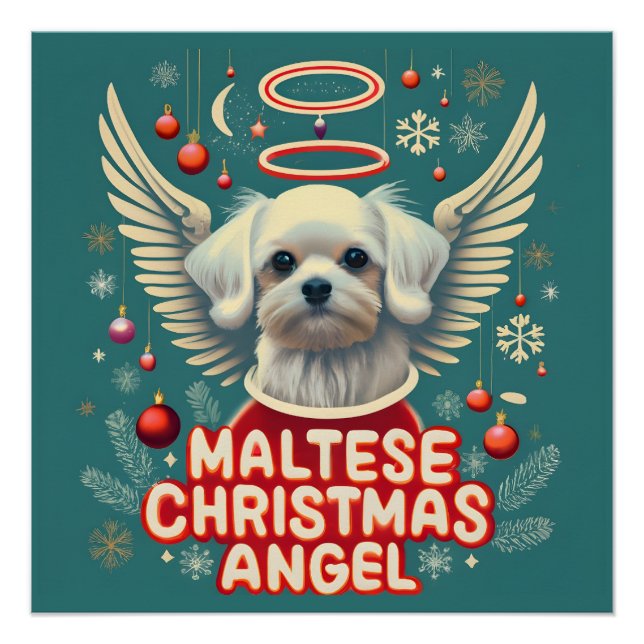 Cherished Holiday Charm Maltese Christmas Angel Poster (Front)