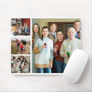 Cherished Memories: Customizable 4 Photo Collage Mouse Pad