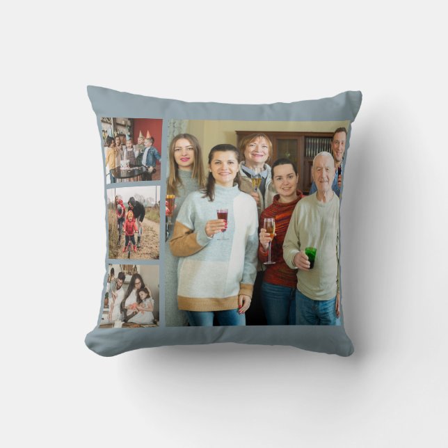 Cherished Memories: Customizable 4 Photo Collage Throw Pillow (Front)
