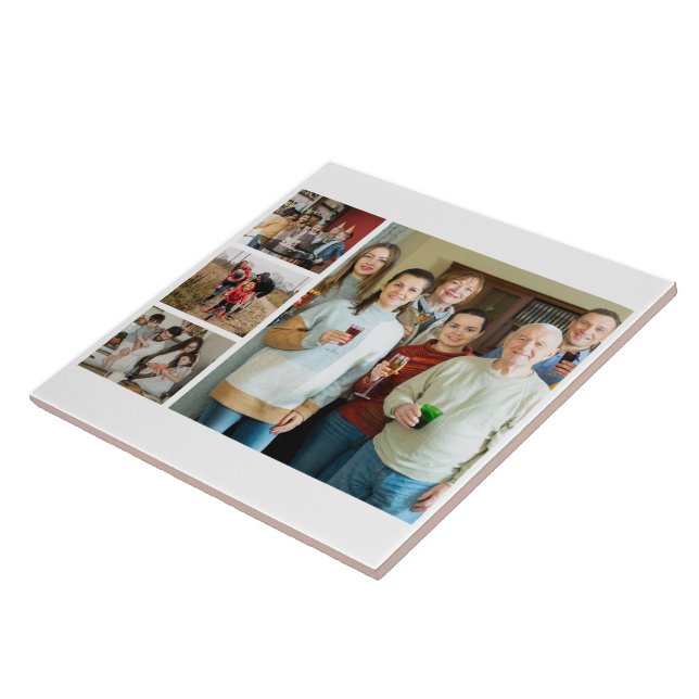 Cherished Memories: Customizable 4 Photo Collage Tile (Side)