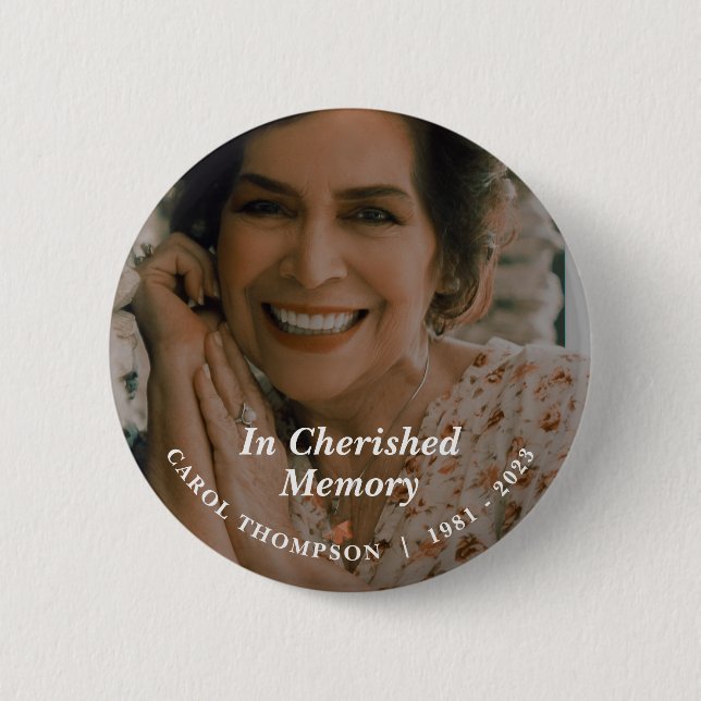 Cherished Memories Memorial 2 Inch Round Button (Front)
