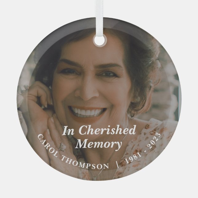 Cherished Memories Memorial Glass Ornament (Front)