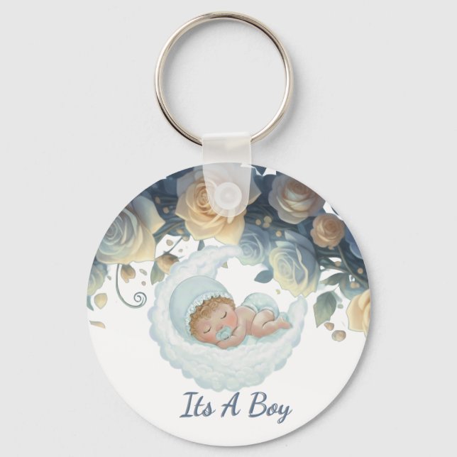 Cherished Memory Sleeping baby boy  Keychain (Front)