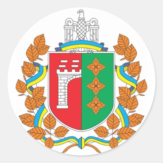 Chernivtsi Oblast COA, Ukraine Classic Round Sticker (Front)