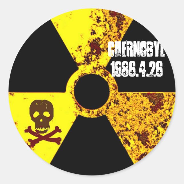 Chernobyl memorial anti nuclear classic round sticker (Front)