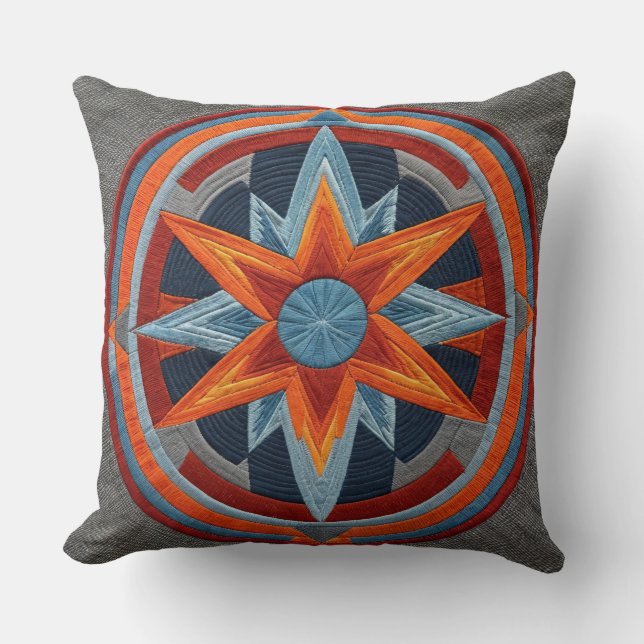 Cherokee Compass Throw Pillow (Front)