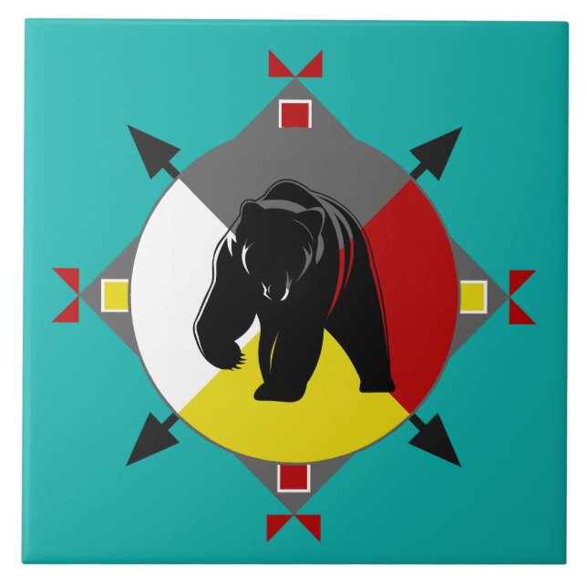Cherokee Four Directions Bear Ceramic Tile (Front)