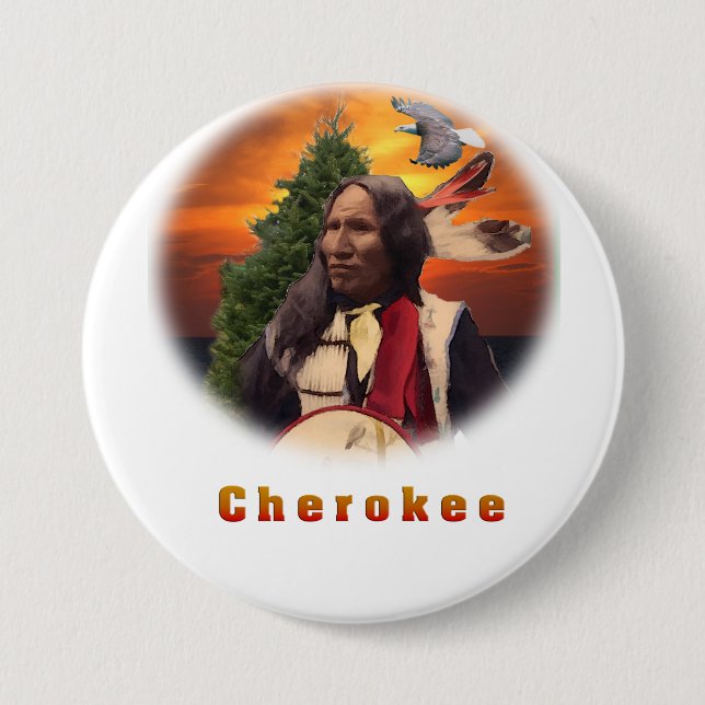Cherokee Indian 3 Inch Round Button (Front)