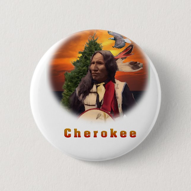 Cherokee Indian art 2 Inch Round Button (Front)