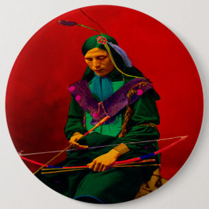 Cherokee Indian Pop Art 6 Inch Round Button