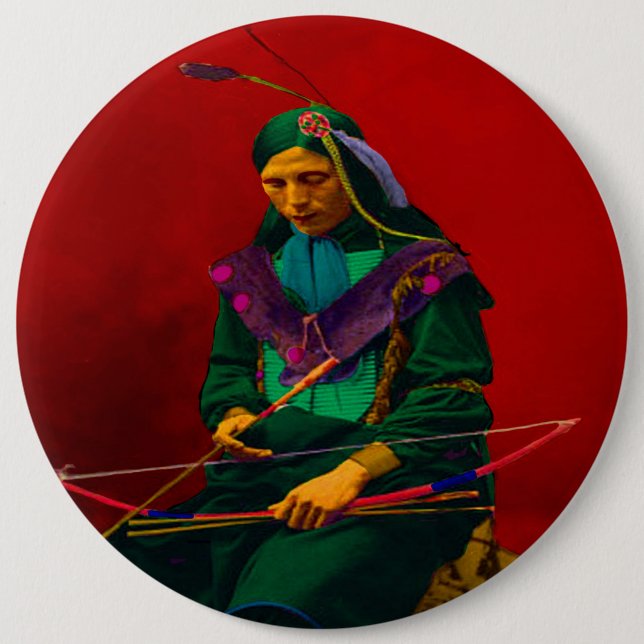 Cherokee Indian Pop Art 6 Inch Round Button (Front)