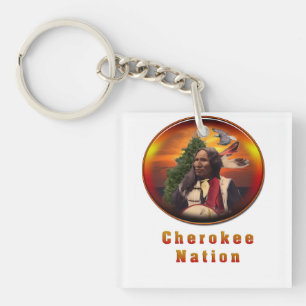 Cherokee indians art keychain