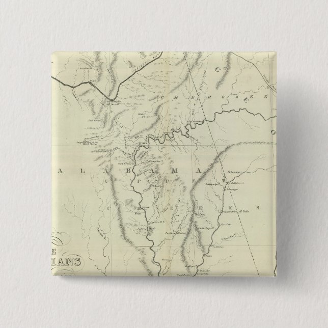 Cherokee Map 2 Inch Square Button (Front)