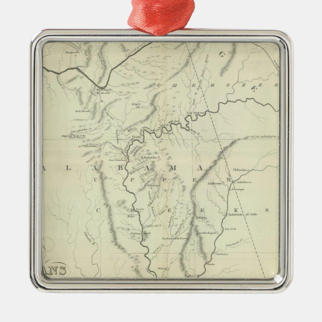 Cherokee Map Metal Ornament (Front)