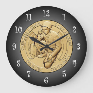 Cherokee Nation Code Talkers Bronze Medal ~  Large Clock