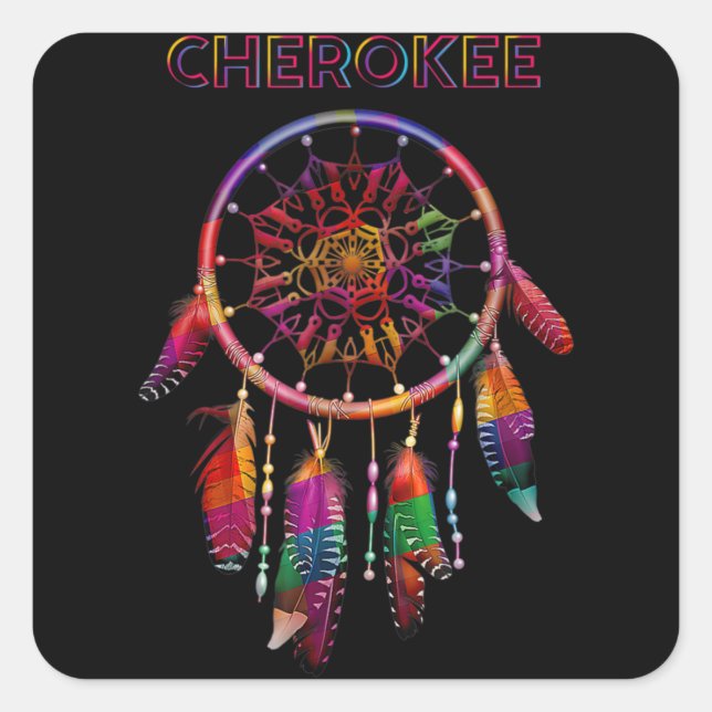 Cherokee Native American Indian Colourful Dreamcat Square Sticker (Front)