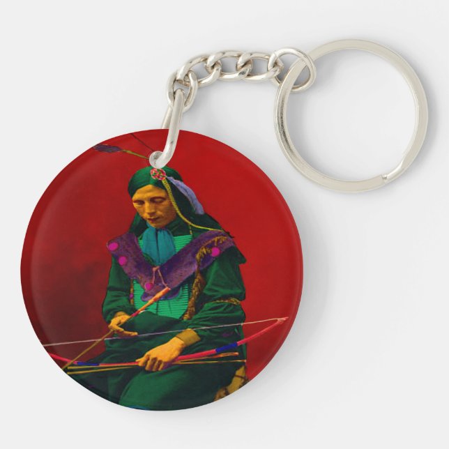 Cherokee Native American Pop Art Keychain (Back)