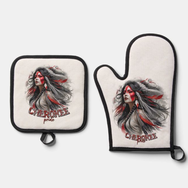 Cherokee Pride Oven Mitt & Pot Holder Set (Front)