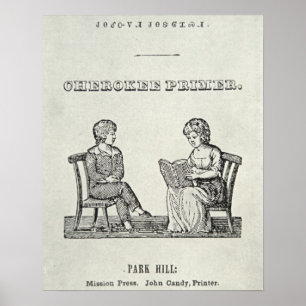 Cherokee Primer, 1845 (engraving) Poster