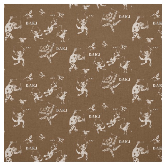 Cherokee stickball animal brown fabric (Swatch)