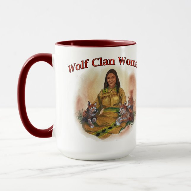 Cherokee Wolf Clan Woman Two Tone Coffee Mug (Left)
