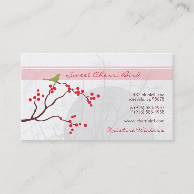 Cherri Bird [pink] Business Cards (Front)