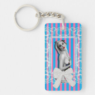 Cherrie Au Lait Sweetshop Candy Stripe Cute Retro Keychain