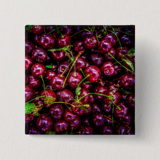Cherries 2 Inch Square Button (Front)