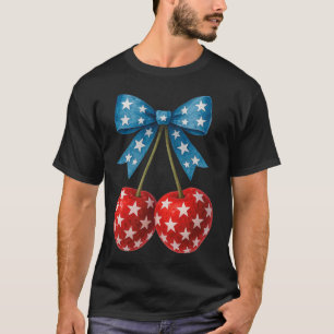 Cherries American Flag Coquette Bow Cherry 4th Of T-Shirt