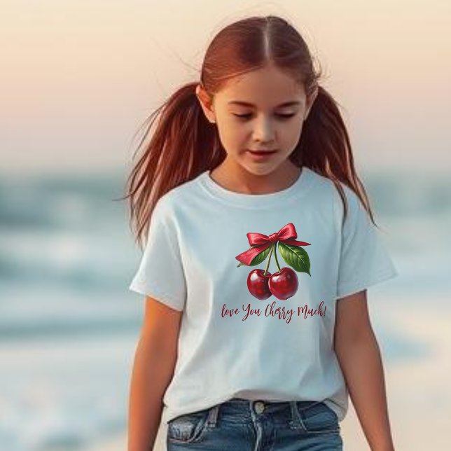 Cherries and a Bow-Love you Cherry Much T-Shirt (Cherries with a Bow t shirt for kids-Love you Cherry Much)