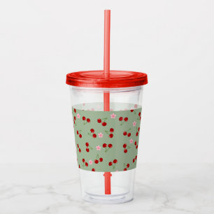 Cherries And Flowers Acrylic Tumbler