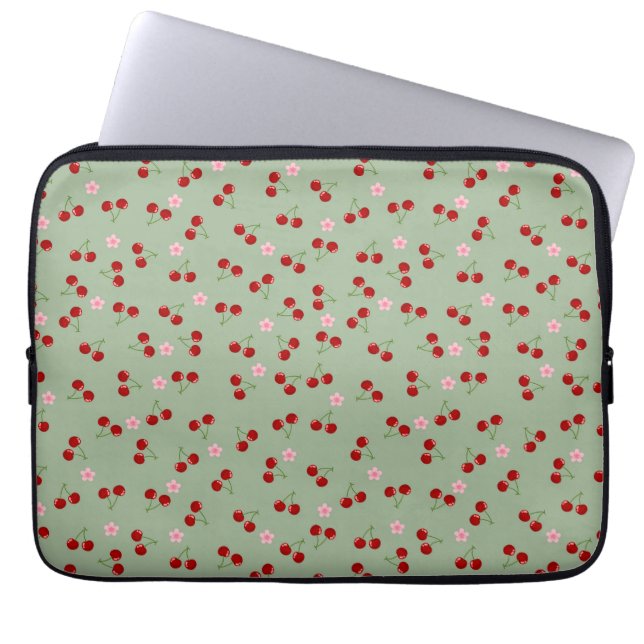 Cherries And Flowers Laptop Sleeve (Front)