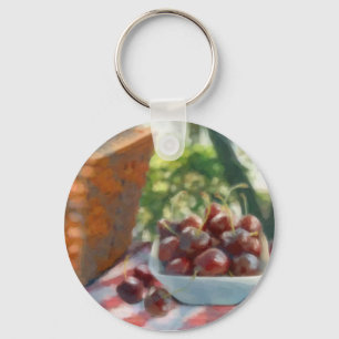 Cherries and Picnic Basket Keychain