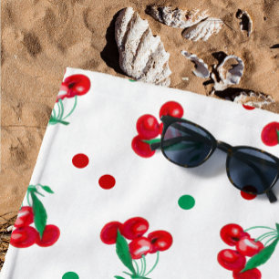 Cherries And Polka Dots Beach Towel