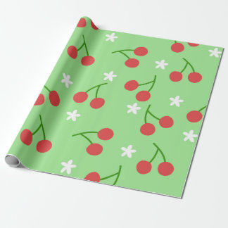 Cherries and White Flower Wrapping Paper