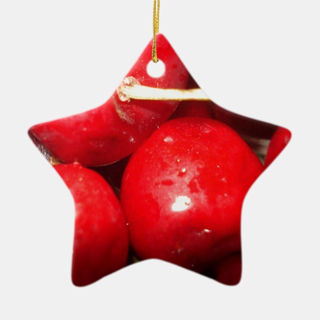 Cherries Art Photo Ceramic Ornament (Front)