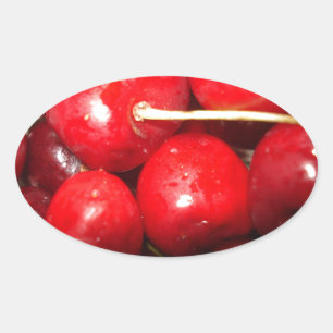 Cherries Art Photo Oval Sticker