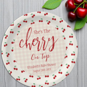 Cherries Baby Shower Paper Plate