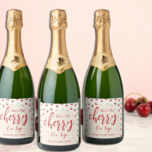 Cherries Baby Shower Sparkling Wine Label
