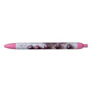 Cherries black ink pen