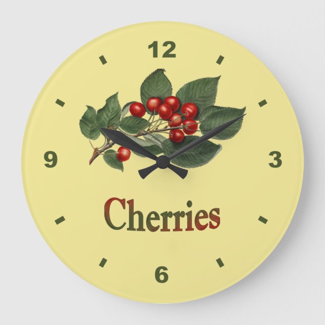 Cherries ~Botanical Clock ~Kitchen ~Any Color Back (Front)