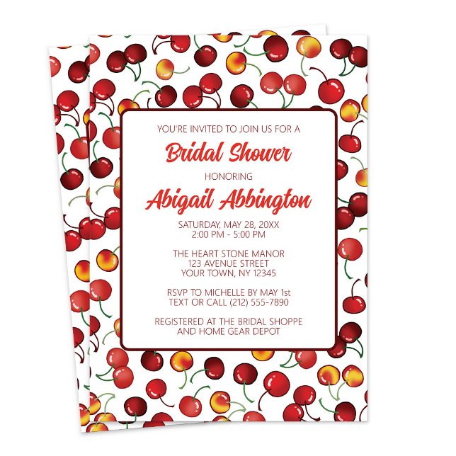Cherries Bridal Shower Invitation (Cherries Bridal Shower Invitation at Artistically Invited on Zazzle. )