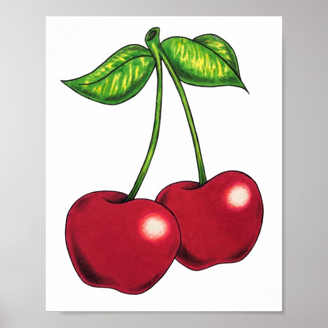 “Cherries” – Cherries on a Vine Design Poster (Front)
