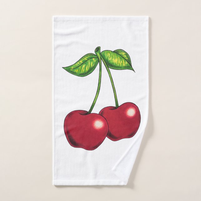 “Cherries” – Cherries on a Vine Hand Towel (Hand Towel)
